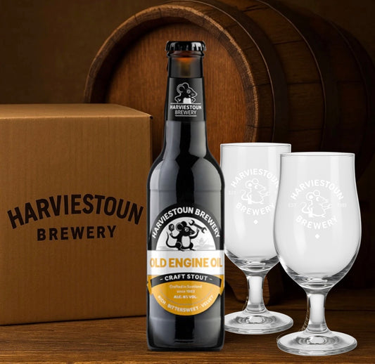 Old Engine Oil 10×330ml Bottle & 2xHalf Pint glasses